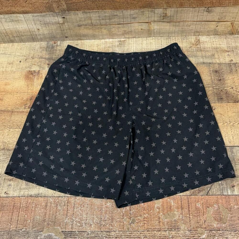 Chubbies Shorts Mens Size L Black Star Print Patriotic Lined 7 Inseam Running